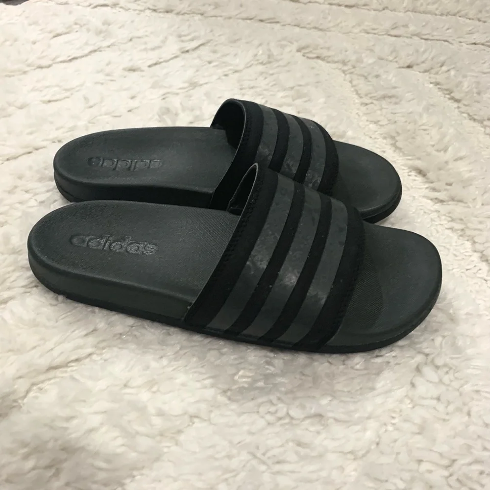 adidas Adilette Cloudfoam Comfort Slides Sandals Black/Grey Size 6 - Picture 4 of 10